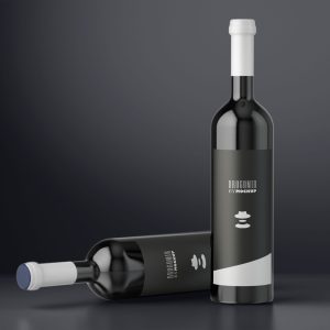Free Black Background Wine Bottle Mockup