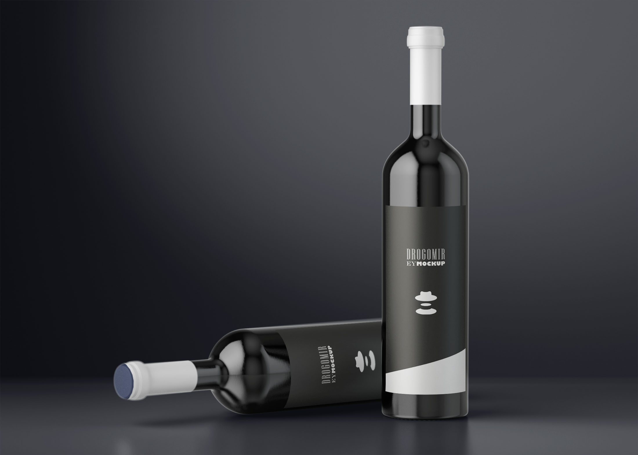 Free Black Background Wine Bottle Mockup