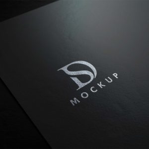 Free Black Paper Logo Mockup