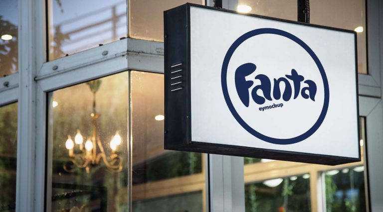 Free Cafe Sign Outside Shop Mockup