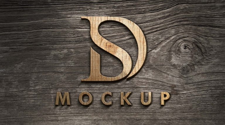Free Dark Wooden 3D Logo Mockup