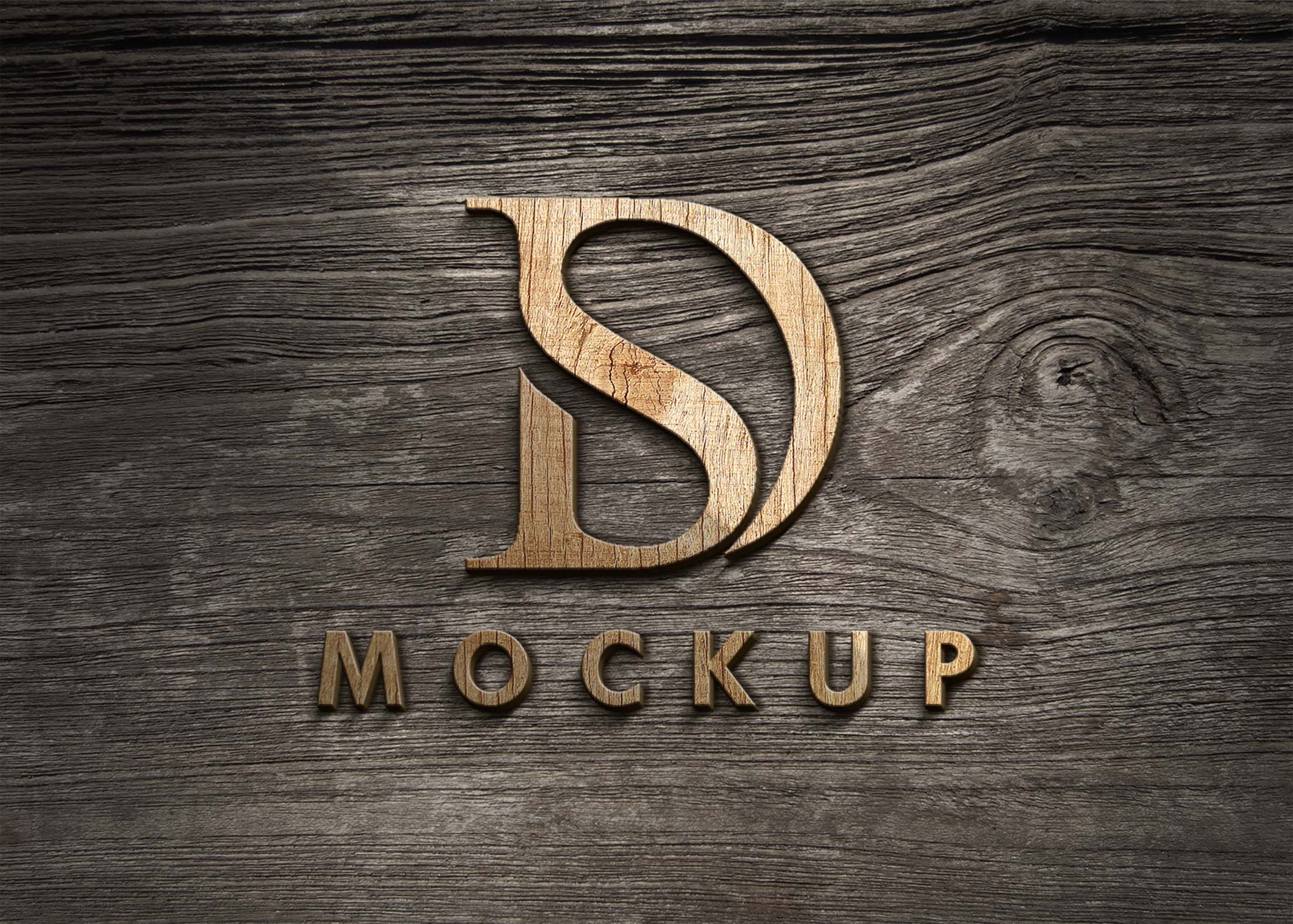Free Dark Wooden 3D Logo Mockup
