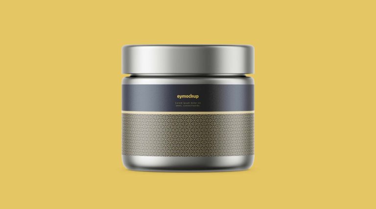 Free Grey Mettalic Jar Mockup