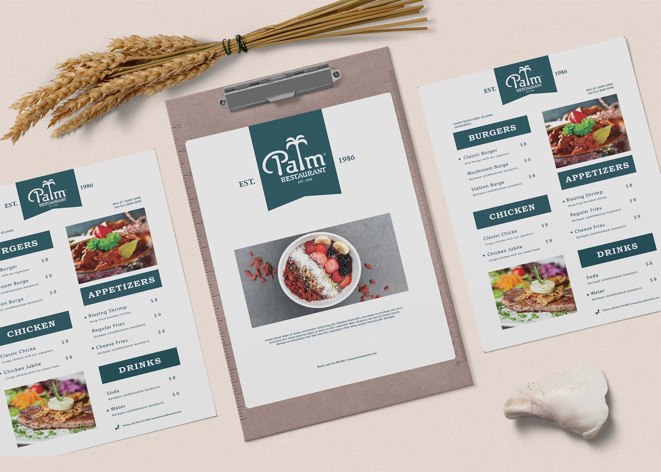 Free Complete Menu Template