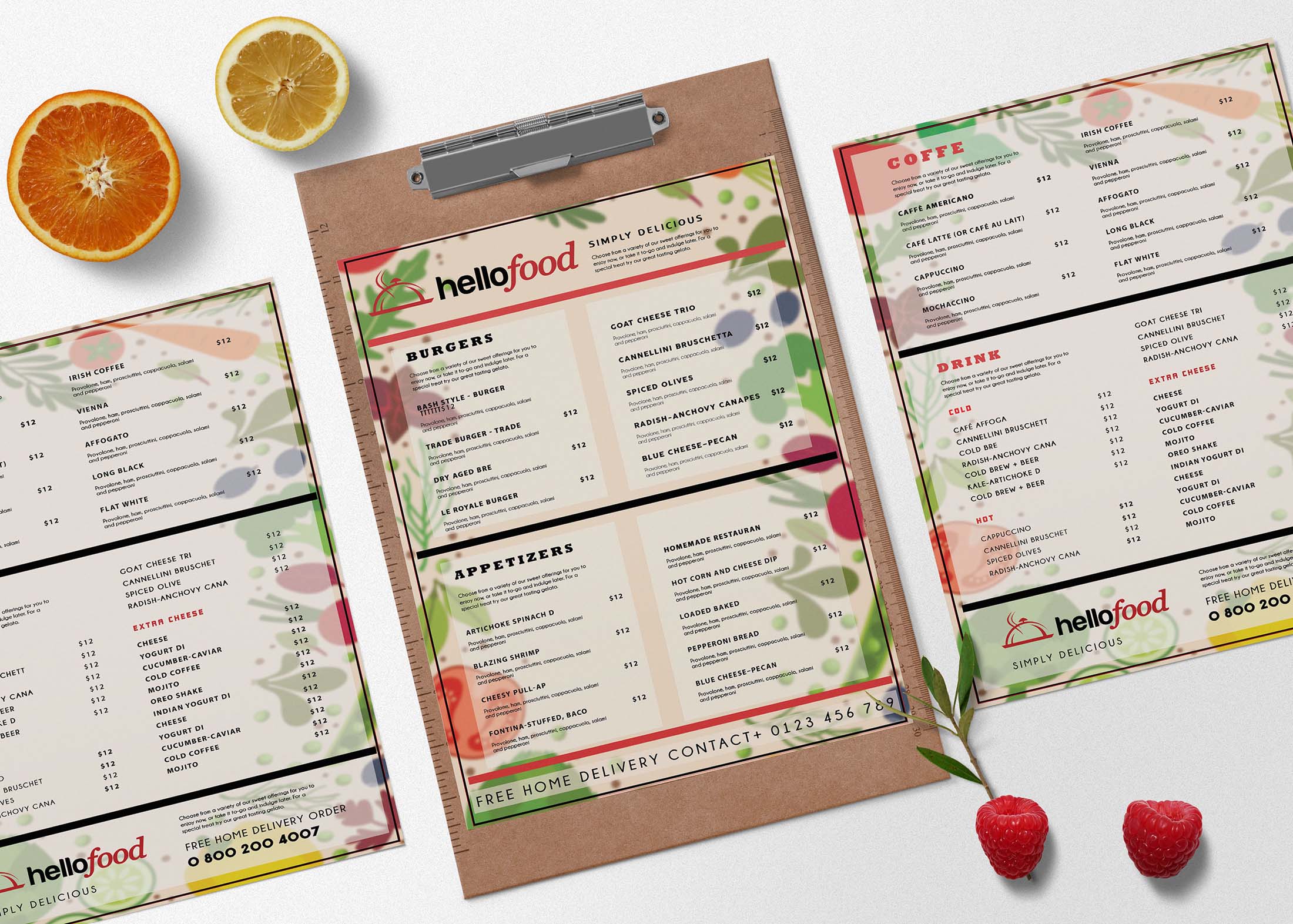 Free Creative Menu Design Template