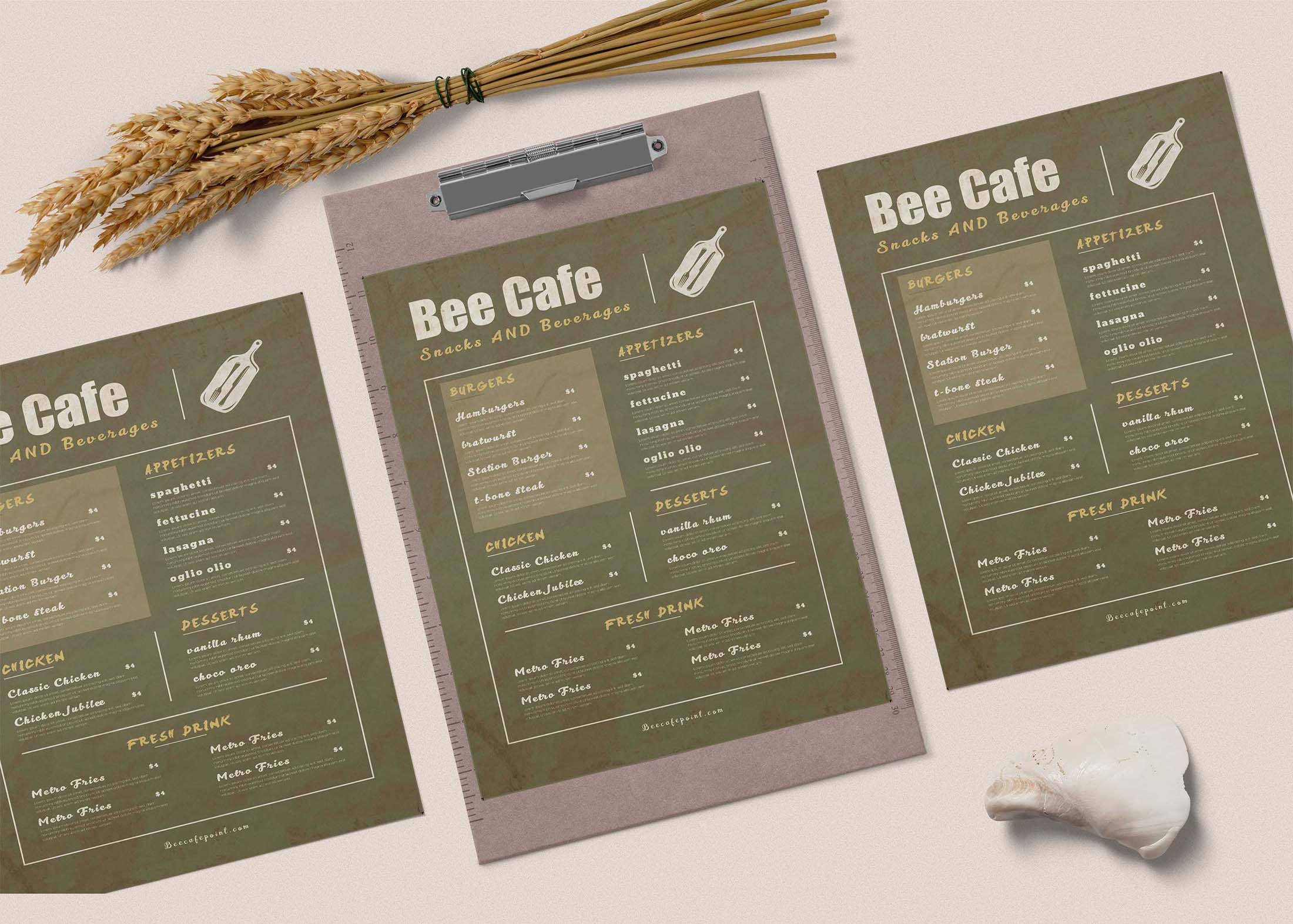 Free Modern Cafe Menu Design Template