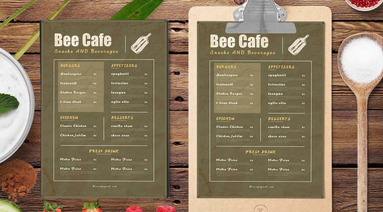 Free Modern Cafe Menu Design Template