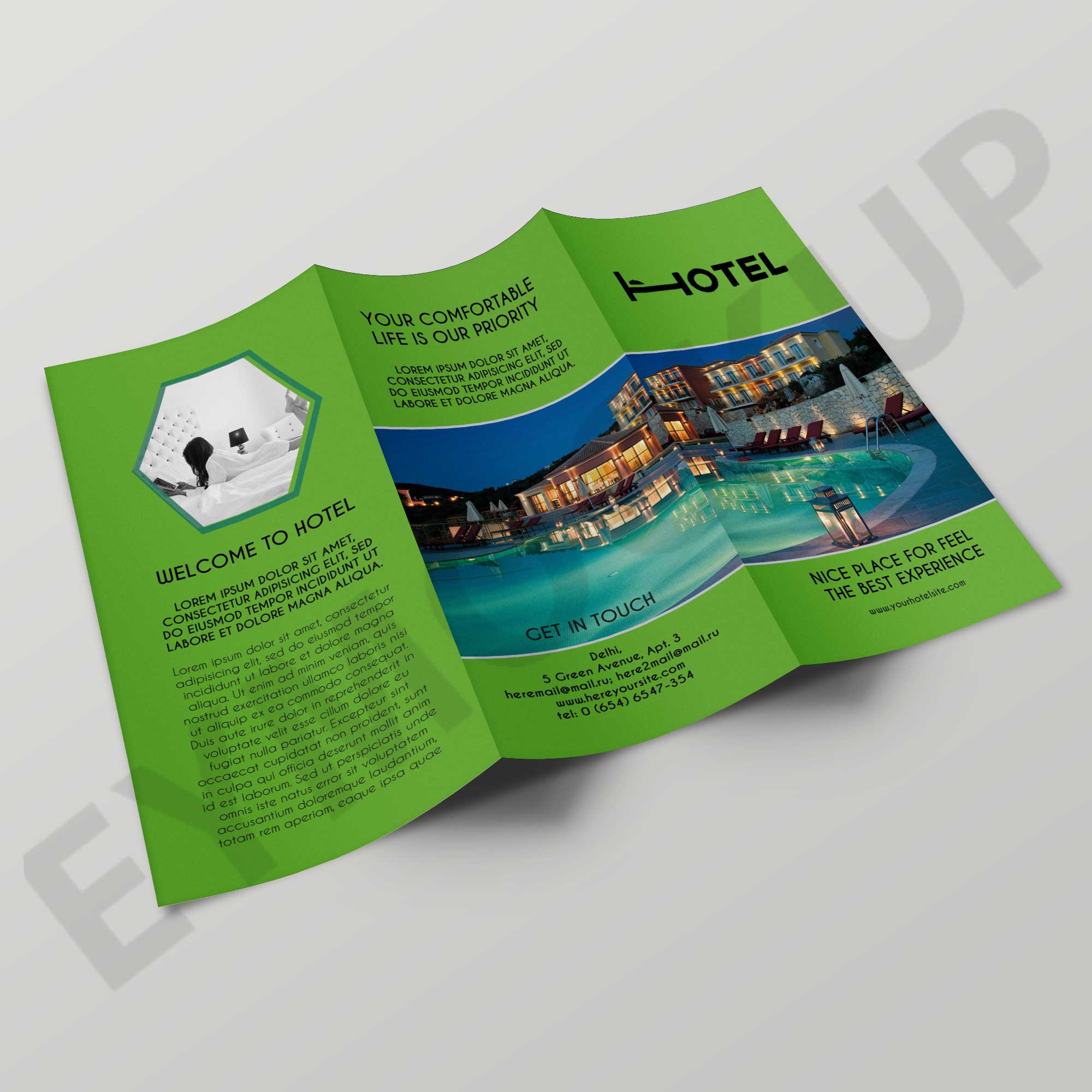 Free Real Estate Hotel Tri-Fold Brochure Template