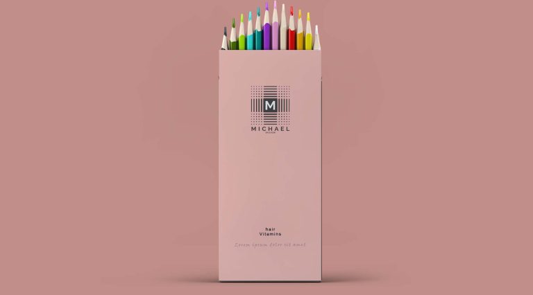 Free Minimal Pencil Box Packaging Mockup