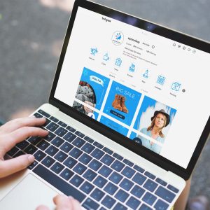 Free Laptop with Hand Mockup